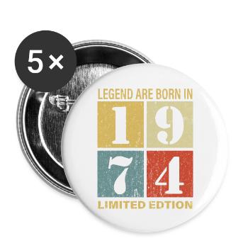Original Calendar 1974 Vintage Birthday Rec - Buttons large 2.2''/56 mm (5-pack) - white - Front