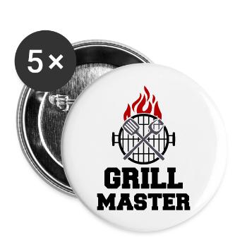grill master bbq - Buttons groß 56 mm (5er Pack) - Weiß - Vorne