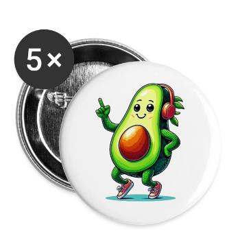 Avocado-Ballen - Buttons groß 56 mm (5er Pack) - Weiß - Vorne