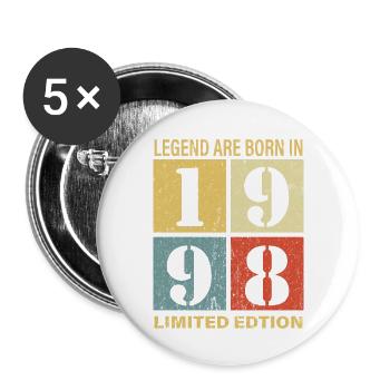 Original Calendrier 1998 Vintage anniversaire rétr - Lot de 5 grands badges (56 mm) - blanc - Devant