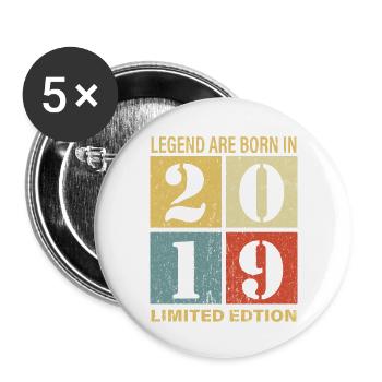 Original Calendrier 2019 Vintage anniversaire rétr - Lot de 5 grands badges (56 mm) - blanc - Devant
