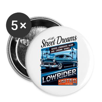 Lowrider Auto - Buttons groß 56 mm (5er Pack) - Weiß - Vorne