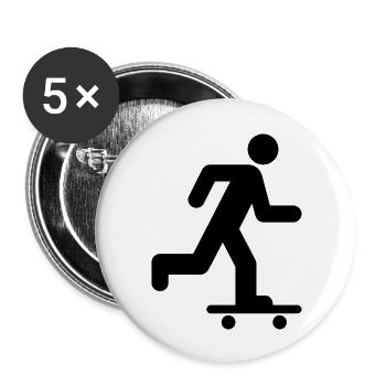 Skateboard, Skater - Buttons large 2.2''/56 mm (5-pack) - white - Front