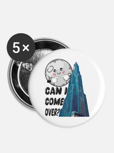 can i come over? - Buttons groß 56 mm (5er Pack) - Weiß