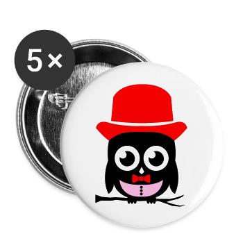 eule sir 02 Kopie - Buttons groß 56 mm (5er Pack) - Weiß - Vorne