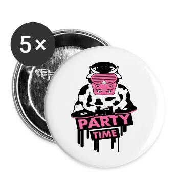 Funny Party Time Milk Cow Graffiti Animal Quote - Buttons large 2.2''/56 mm (5-pack) - white - Front