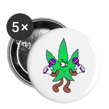 Der Bloom - Dancing Bloom Weed Cannabis Marihuana - Buttons groß 56 mm (5er Pack) - Weiß - Vorne