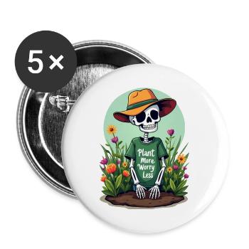 PLANTEZ PLUS, SOUCIEZ-VOUS MOINS - Lot de 5 grands badges (56 mm) - blanc - Devant