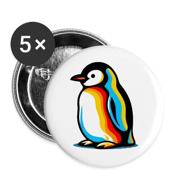Pingouin - Lot de 5 grands badges (56 mm) - blanc - Devant