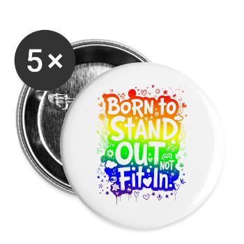 NÉ POUR SE DÉMARQUER, PAS POUR S’INTÉGRER - Lot de 5 grands badges (56 mm) - blanc - Devant