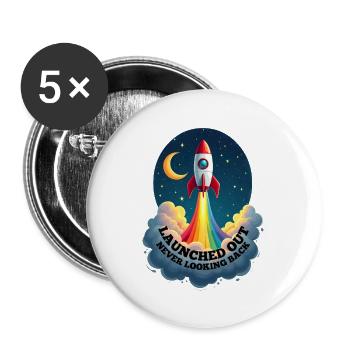Launched Out - Never Looking Back, Gay Getting Out - Buttons large 2.2''/56 mm (5-pack) - white - Front