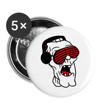 DJ Zombie Monster Horror Halloween Party Music - Buttons large 2.2''/56 mm (5-pack) - white - Front