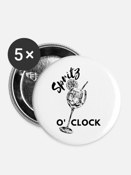 Spritz oder Uhr - Buttons groß 56 mm (5er Pack) - Weiß