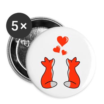 Foxes in Love 02 - Buttons large 2.2''/56 mm (5-pack) - white - Front