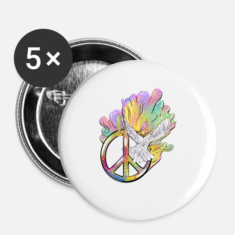 Peace is Colorful - Buttons large 2.2''/56 mm (5-pack) - white