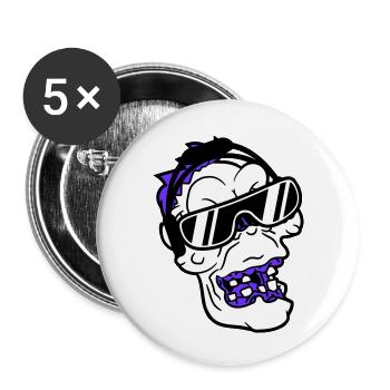 Cool DJ Zombie Undead Horror Halloween Party Head - Buttons large 2.2''/56 mm (5-pack) - white - Front