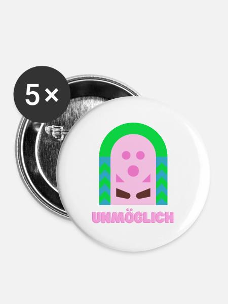 Unmöglich - Buttons groß 56 mm (5er Pack) - Weiß