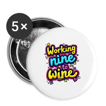 WORKING NINE TO WINE - Buttons large 2.2''/56 mm (5-pack) - white - Front