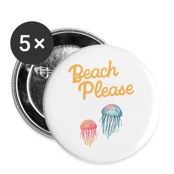 plage s’il vous plaît méduses - Lot de 5 grands badges (56 mm) - blanc - Devant