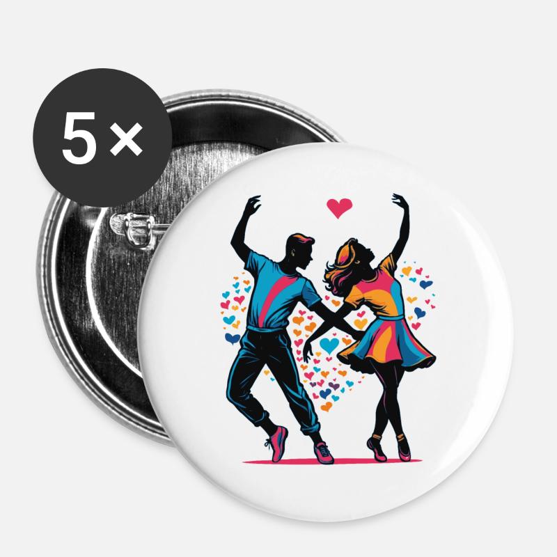 I love dancing - Buttons large 2.2''/56 mm (5-pack) - white