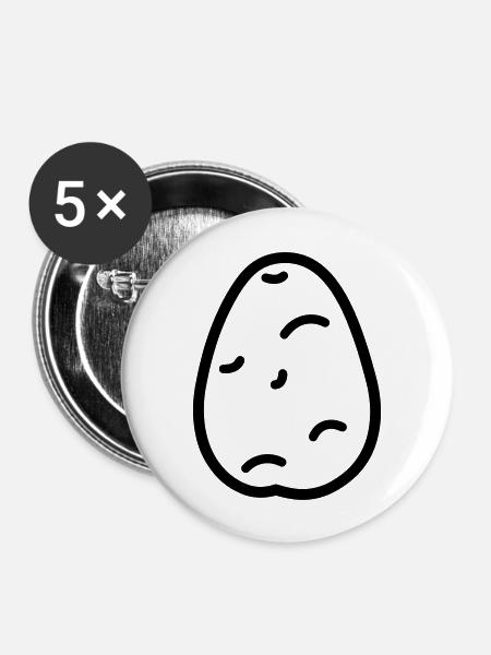 Kartoffel - Buttons groß 56 mm (5er Pack) - Weiß