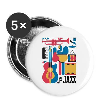 Fröhliche Musiknoten und Instrumente Illustration - Buttons groß 56 mm (5er Pack) - Weiß - Vorne