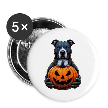 Pitbull Halloween - Holding Jack O Lantern - Buttons large 2.2''/56 mm (5-pack) - white - Front