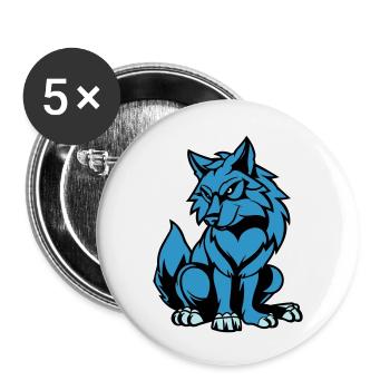 wolf comic tier - Buttons groß 56 mm (5er Pack) - Weiß - Vorne