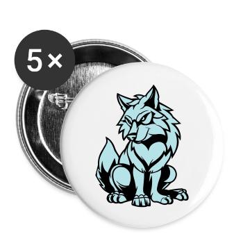 wolf comic tier - Buttons groß 56 mm (5er Pack) - Weiß - Vorne