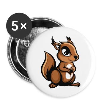 écureuil - Lot de 5 grands badges (56 mm) - blanc - Devant