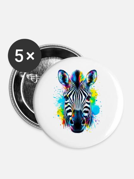 Zebra - Buttons groß 56 mm (5er Pack) - Weiß