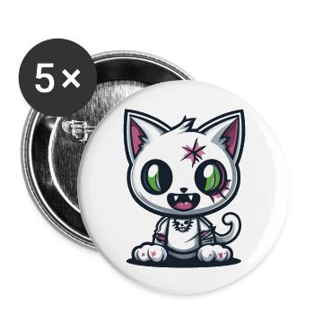 Katze Halloween Lustig Baby - Buttons groß 56 mm (5er Pack) - Weiß - Vorne