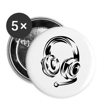 gaming kopfhörer Gamer Symbol Logo Illustration - Buttons groß 56 mm (5er Pack) - Weiß - Vorne