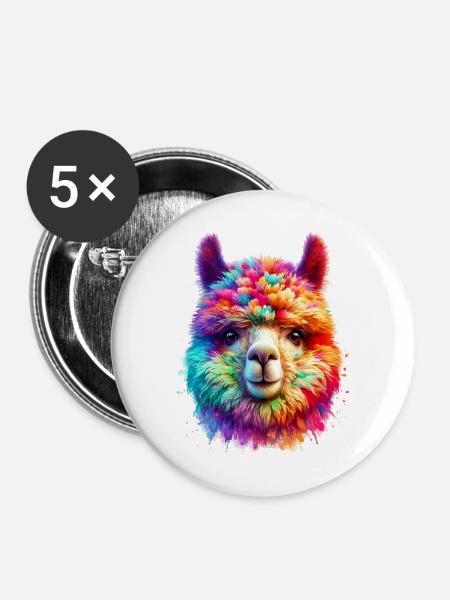 Alpaka - Buttons groß 56 mm (5er Pack) - Weiß