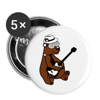 Seated Bear Brown Bear Plays Guitar Guitarist - Buttons large 2.2''/56 mm (5-pack) - white - Front