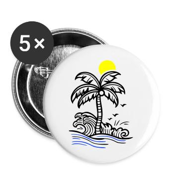 Palm Tree Holidays Plage Été - Lot de 5 grands badges (56 mm) - blanc - Devant