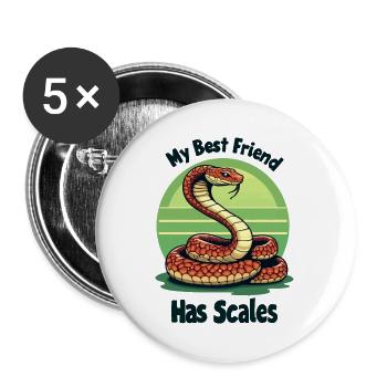 Mon meilleur ami a perdu un amoureux des serpents - Lot de 5 grands badges (56 mm) - blanc - Devant