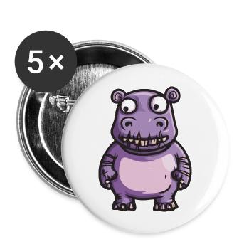 Nilpferd Halloween Comic Lustig - Buttons groß 56 mm (5er Pack) - Weiß - Vorne