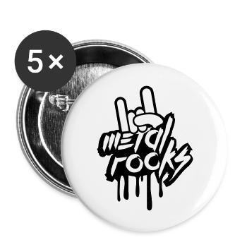 Heavy Metal Rocks Hard Rock Musik Graffiti Spray - Buttons groß 56 mm (5er Pack) - Weiß - Vorne