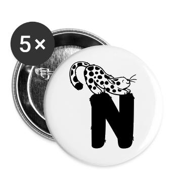 Cat Letter N - Buttons large 2.2''/56 mm (5-pack) - white - Front