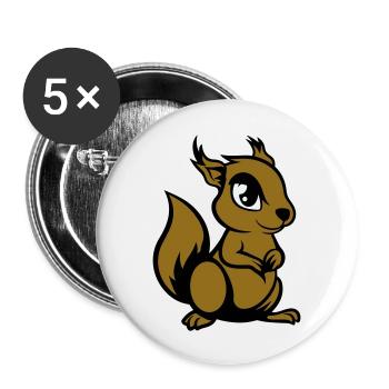 Écureuil Bande Dessinée Animal - Lot de 5 grands badges (56 mm) - blanc - Devant