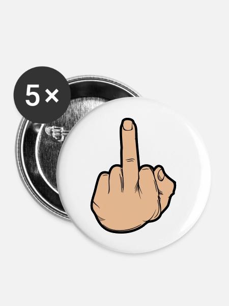 hand mittelfinger - Buttons groß 56 mm (5er Pack) - Weiß