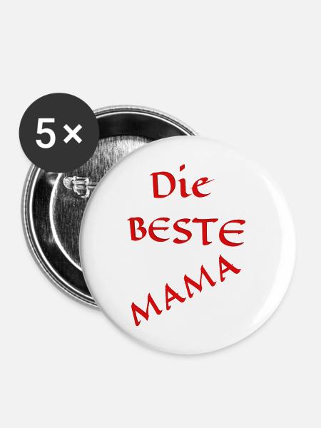 Die Beste Mama - Buttons groß 56 mm (5er Pack) - Weiß