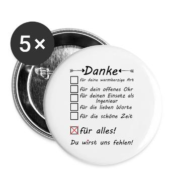 Ingenieur zum Abschied Rente Ruhestand Danke sagen - Buttons groß 56 mm (5er Pack) - Weiß - Vorne