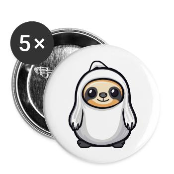Faultier Halloween Comic Geist - Buttons groß 56 mm (5er Pack) - Weiß - Vorne