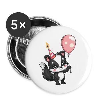Skunk Birthday Comic - Buttons large 2.2''/56 mm (5-pack) - white - Front