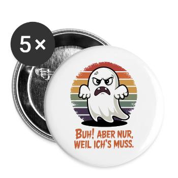 Zorniger Geist im Retro Regenbogen - Buttons groß 56 mm (5er Pack) - Weiß - Vorne