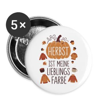 Herbst ist meine Lieblingsfarbe - Buttons groß 56 mm (5er Pack) - Weiß - Vorne