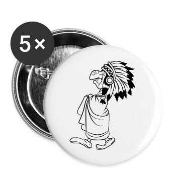 Lustiger Stolzer Indianer Häuptling Geht Alter Opa - Buttons groß 56 mm (5er Pack) - Weiß - Vorne