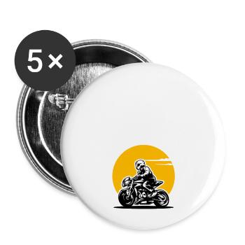 vieux motard que jamais - Lot de 5 grands badges (56 mm) - blanc - Devant